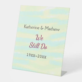 イエローグリーンパステル誓の更新記念ウォーターコ 台座サイン