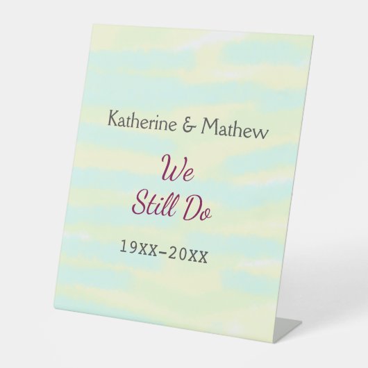 イエローグリーンパステル誓の更新記念ウォーターコ 台座サイン (正面)