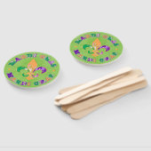 イエローグリーンパープルマルディグラ ハンドファン (組立なし)