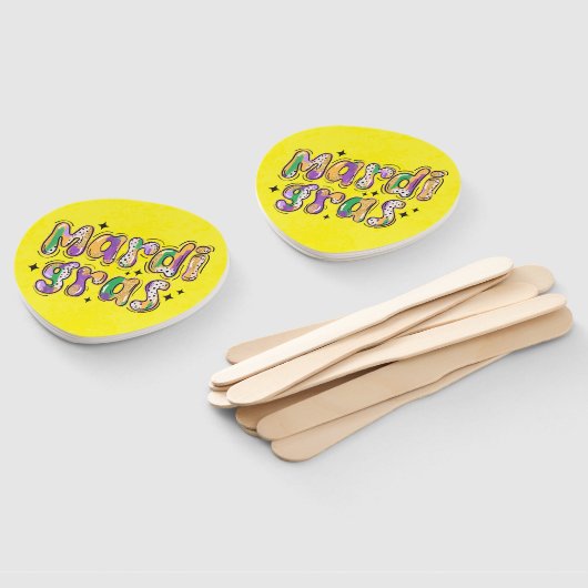 イエローグリーンパープルマルディグラ ハンドファン (組立なし)