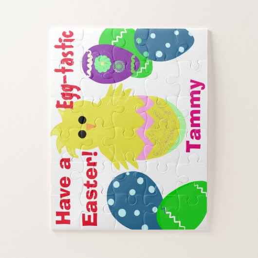 イエローグリーンピンクヒックイースターエッグ名 ジグソーパズル (縦)