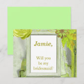 イエローグリーンフローラブリーズメイド招待状 インビテーションポストカード (正面/裏面)