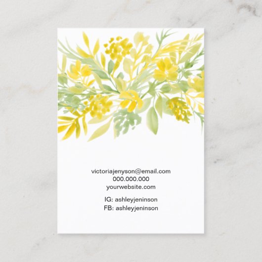 イエローグリーンフローラロゴジュエリーイヤリングネックレス 名刺 (裏面)