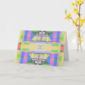 イエローグリーンブルーパープルジオメトリック カード (黄色い花)