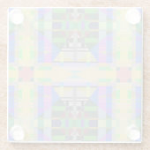 イエローグリーンブルーパープルジオメトリック ガラスコースター (裏面)