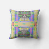 イエローグリーンブルーパープルジオメトリック クッション (裏面)