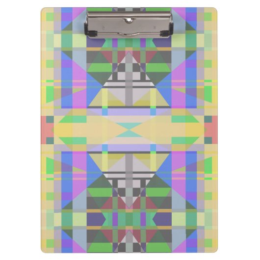 イエローグリーンブルーパープルジオメトリック クリップボード (正面)