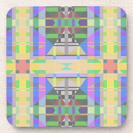 イエローグリーンブルーパープルジオメトリック コースター (正面)