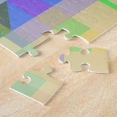 イエローグリーンブルーパープルジオメトリック ジグソーパズル (側面)