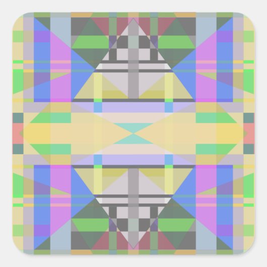 イエローグリーンブルーパープルジオメトリック スクエアシール (正面)