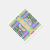 イエローグリーンブルーパープルジオメトリック スタンダードカクテルナプキン (角)