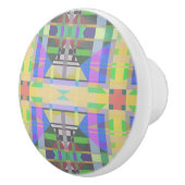 イエローグリーンブルーパープルジオメトリック セラミックノブ (右)