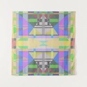 イエローグリーンブルーパープルジオメトリック タペストリー (正面)