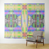 イエローグリーンブルーパープルジオメトリック タペストリー (インサイチュ(横))