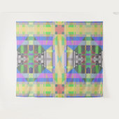 イエローグリーンブルーパープルジオメトリック タペストリー (正面(横))