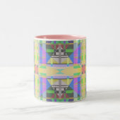 イエローグリーンブルーパープルジオメトリック ツートーンマグカップ (中央)