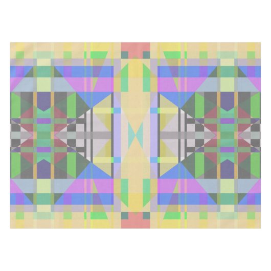 イエローグリーンブルーパープルジオメトリック テーブルクロス (正面(横))