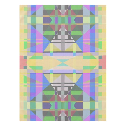 イエローグリーンブルーパープルジオメトリック テーブルクロス (正面)