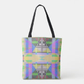 イエローグリーンブルーパープルジオメトリック トートバッグ (裏面)