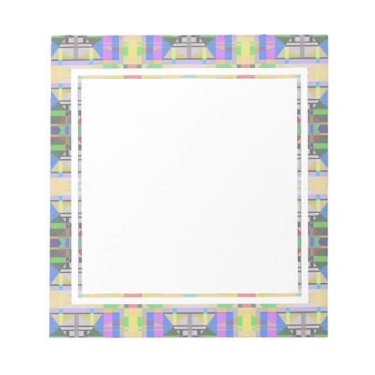 イエローグリーンブルーパープルジオメトリック ノートパッド (正面)