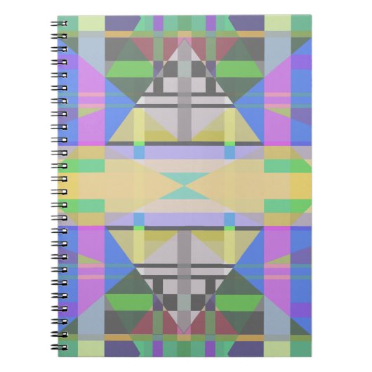 イエローグリーンブルーパープルジオメトリック ノートブック (正面)