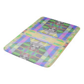 イエローグリーンブルーパープルジオメトリック バスマット (アングル)