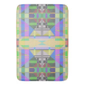 イエローグリーンブルーパープルジオメトリック バスマット (正面縦)