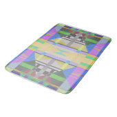 イエローグリーンブルーパープルジオメトリック バスマット (アングル)