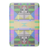 イエローグリーンブルーパープルジオメトリック バスマット (正面縦)