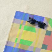 イエローグリーンブルーパープルジオメトリック ビーチタオル (インサイチュ)