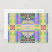 イエローグリーンブルーパープルジオメトリック ポストカード (正面/裏面)