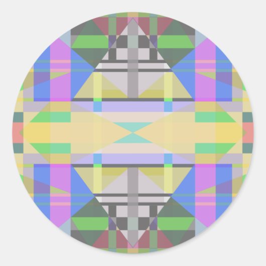 イエローグリーンブルーパープルジオメトリック ラウンドシール (正面)