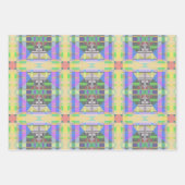 イエローグリーンブルーパープルジオメトリック ラッピングペーパーシート (正面3)