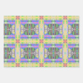 イエローグリーンブルーパープルジオメトリック ラッピングペーパーシート (正面2)