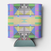 イエローグリーンブルーパープルジオメトリック 缶クーラー (正面)