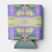 イエローグリーンブルーパープルジオメトリック 缶クーラー (裏面)