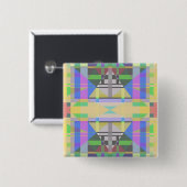 イエローグリーンブルーパープルジオメトリック 缶バッジ (正面&裏面)