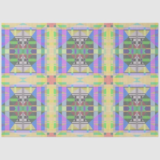 イエローグリーンブルーパープルジオメトリック 薄葉紙 (正面)