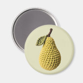 イエローグリーンミニマリストおばあちゃんフルーツクロチェット梨 マグネット (正面/裏面)