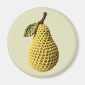 イエローグリーンミニマリストおばあちゃんフルーツクロチェット梨 マグネット (正面)