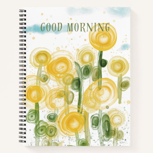 イエローグリーンミニマリストハローサンシャイン ノートブック (正面)
