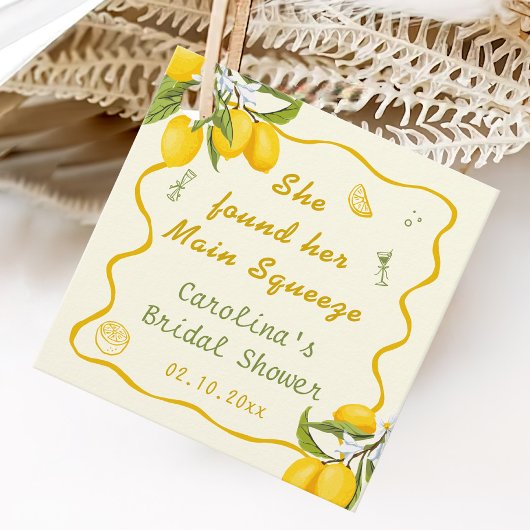 イエローグリーンメインスクイーズ ブライダルシャワーレモン フェイバータグ