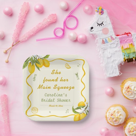 イエローグリーンメインスクイーズ ブライダルシャワーレモン ペーパープレート (パーティー)