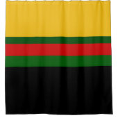 イエローグリーンレッドブラックカラーブロックデザイン シャワーカーテン (正面)
