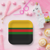 イエローグリーンレッドブラックカラーブロックデザイン ペーパープレート (パーティー)