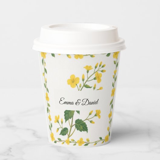 イエローグリーンワイルドフラワーズフローラ 紙コップ (正面)