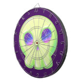 イエローグリーン宇宙アイキュートスカルスケッチ ダーツボード (正面右)