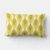 イエローグリーン抽象芸術トバルイカットダイヤモンドパターン ランバークッション (裏面)