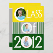 イエローグリーン数々の写真卒業招待状 招待状 (正面/裏面)