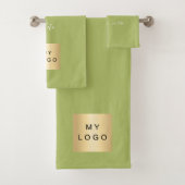 イエローグリーン文字会社のビジネスロゴ バスタオルセット (インサイチュ)